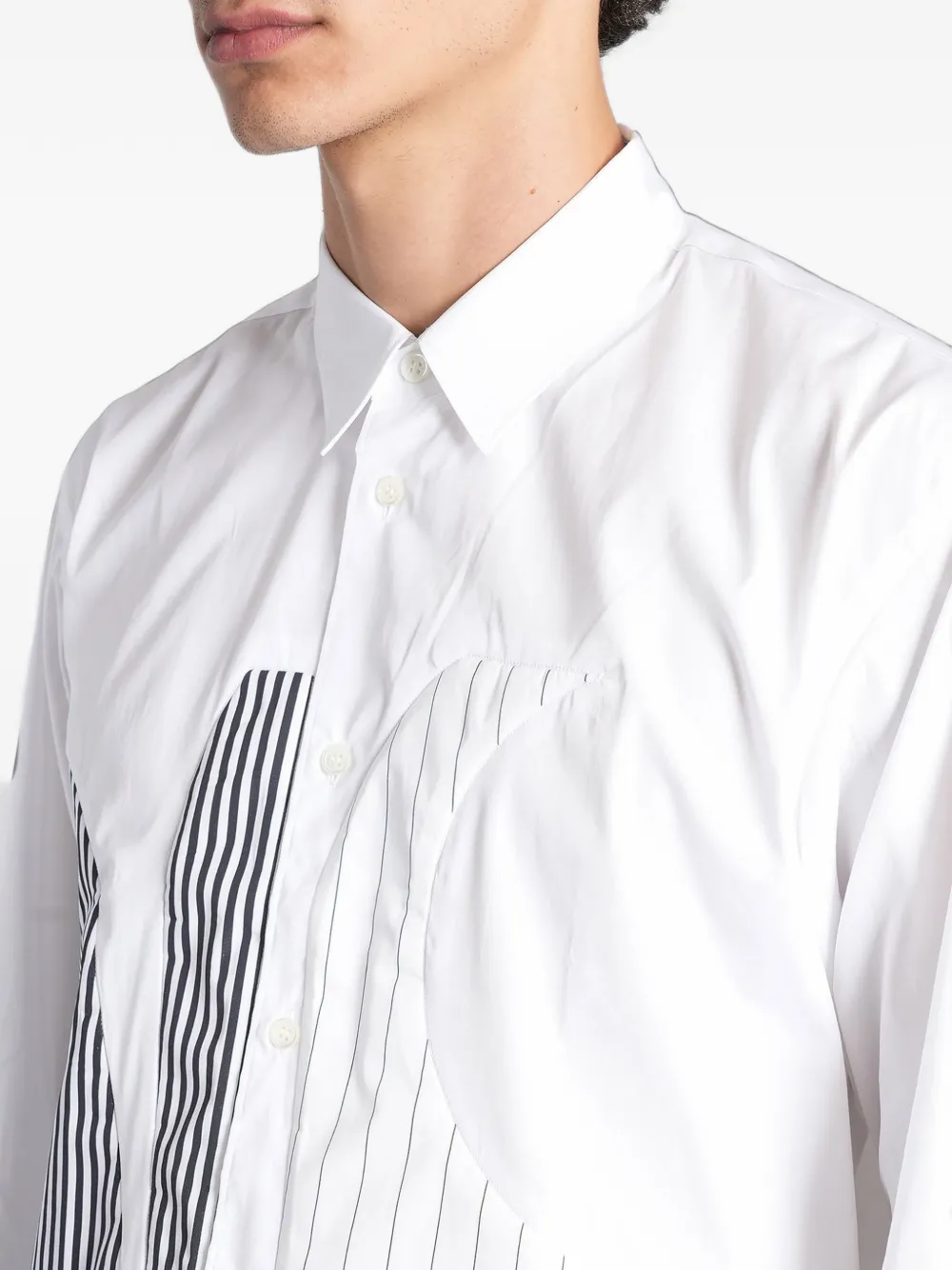 Comme Des Garçons Shirt stripe-panelled cotton shirt Wit