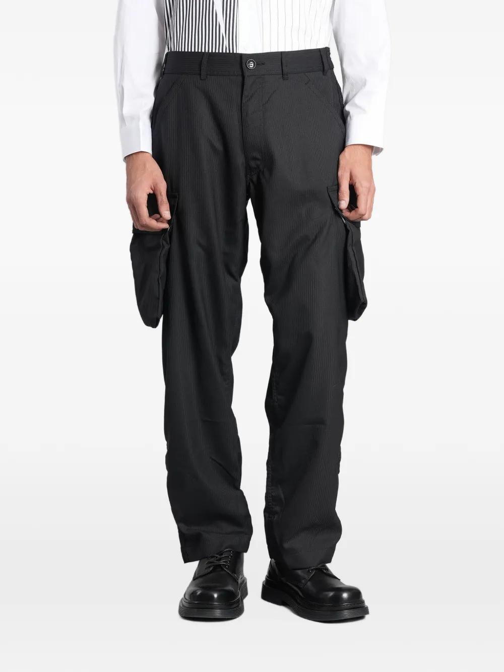 Comme Des Garçons Shirt derby-stripe cargo pants Zwart