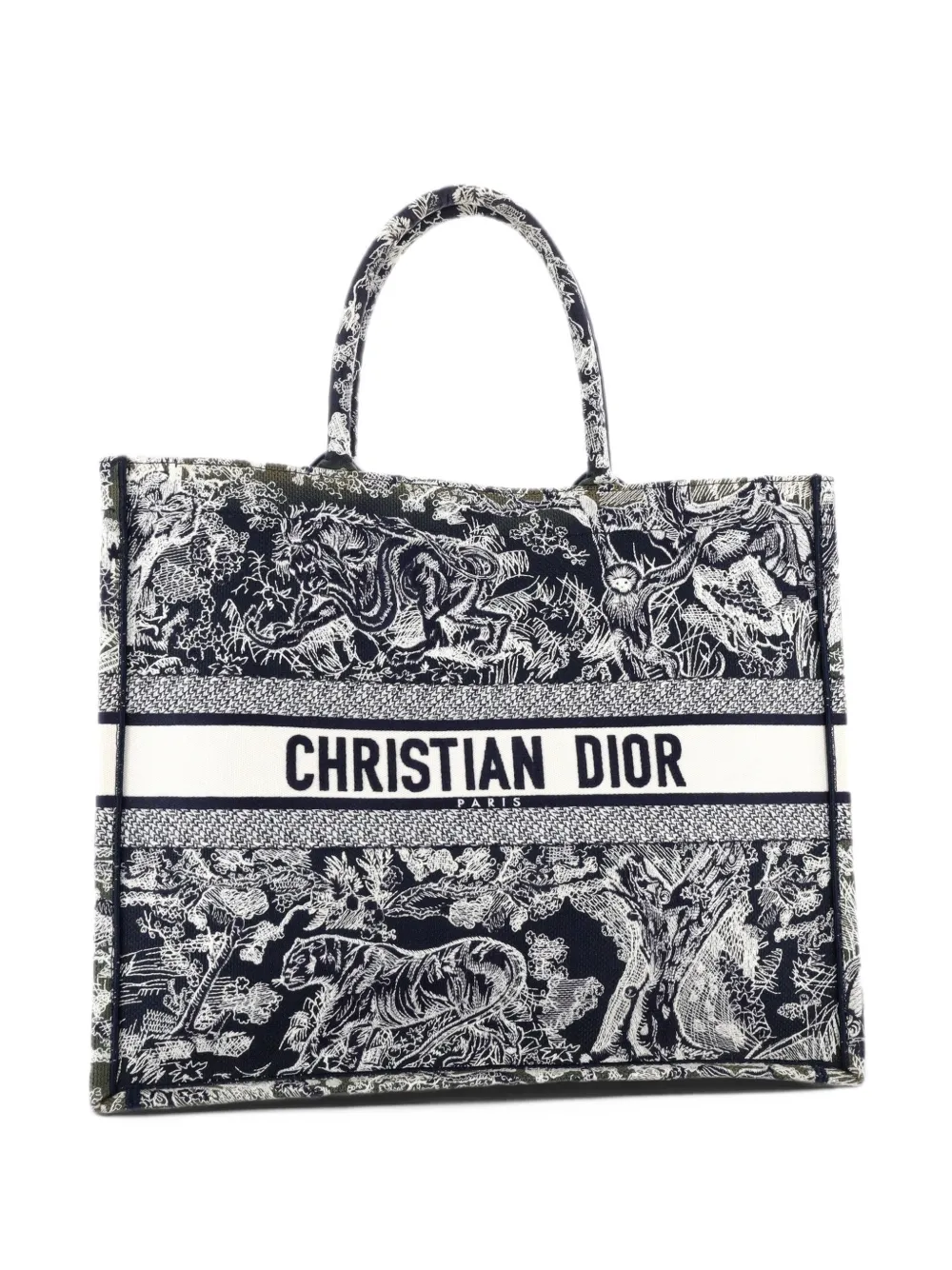 Christian Dior Pre-Owned Book Embroidered Canvas Large tote bag - Verde