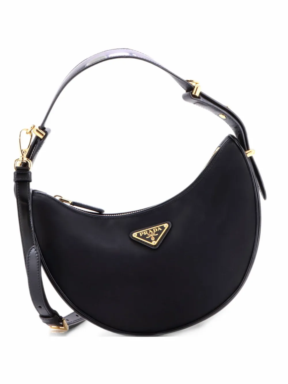 Prada Pre-Owned Arque Half Moon Tessuto Small hobo bag - Nero