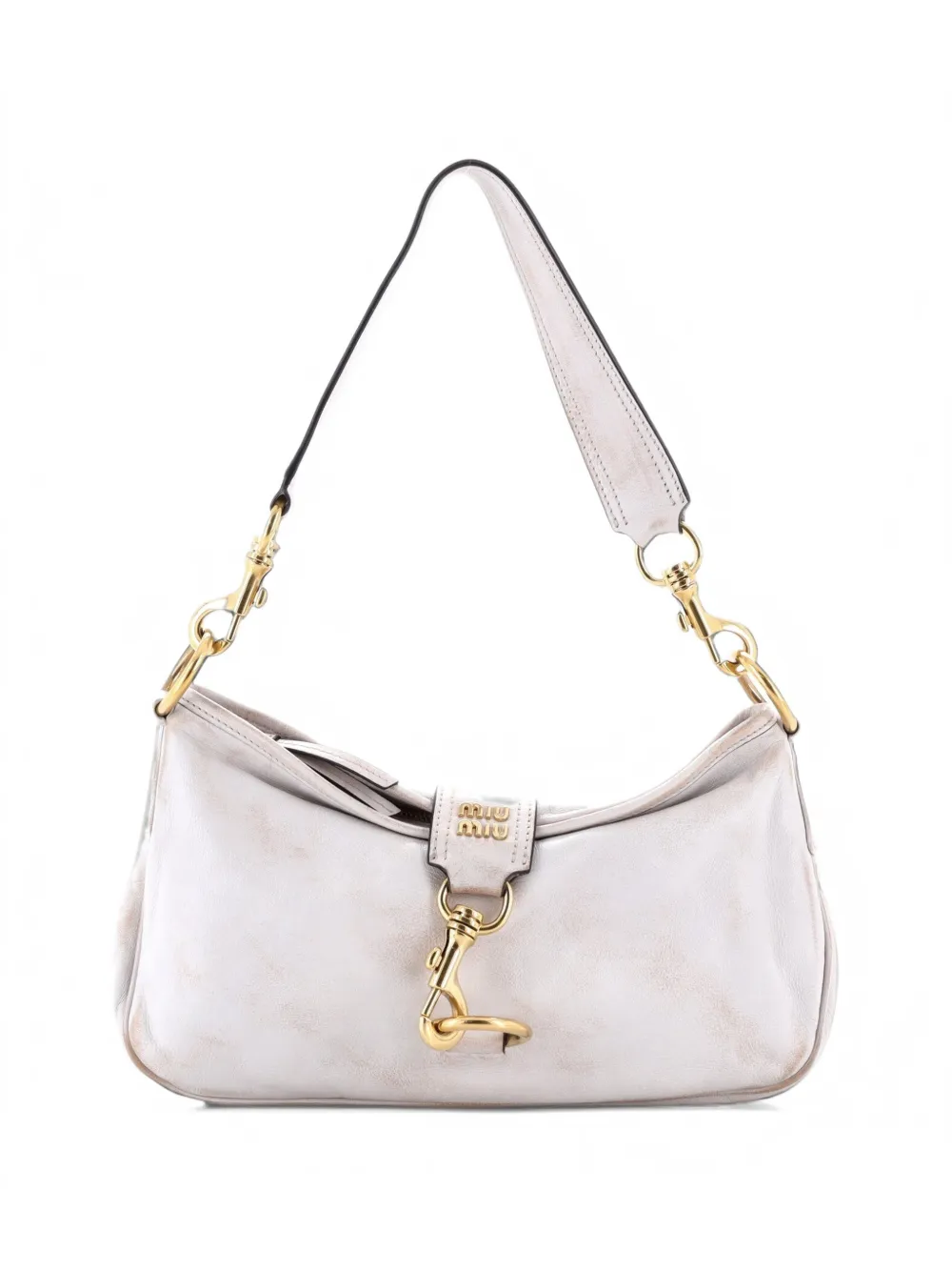 Miu Miu Pre-Owned Snap Hook Aged Leather shoulder bag - Bianco