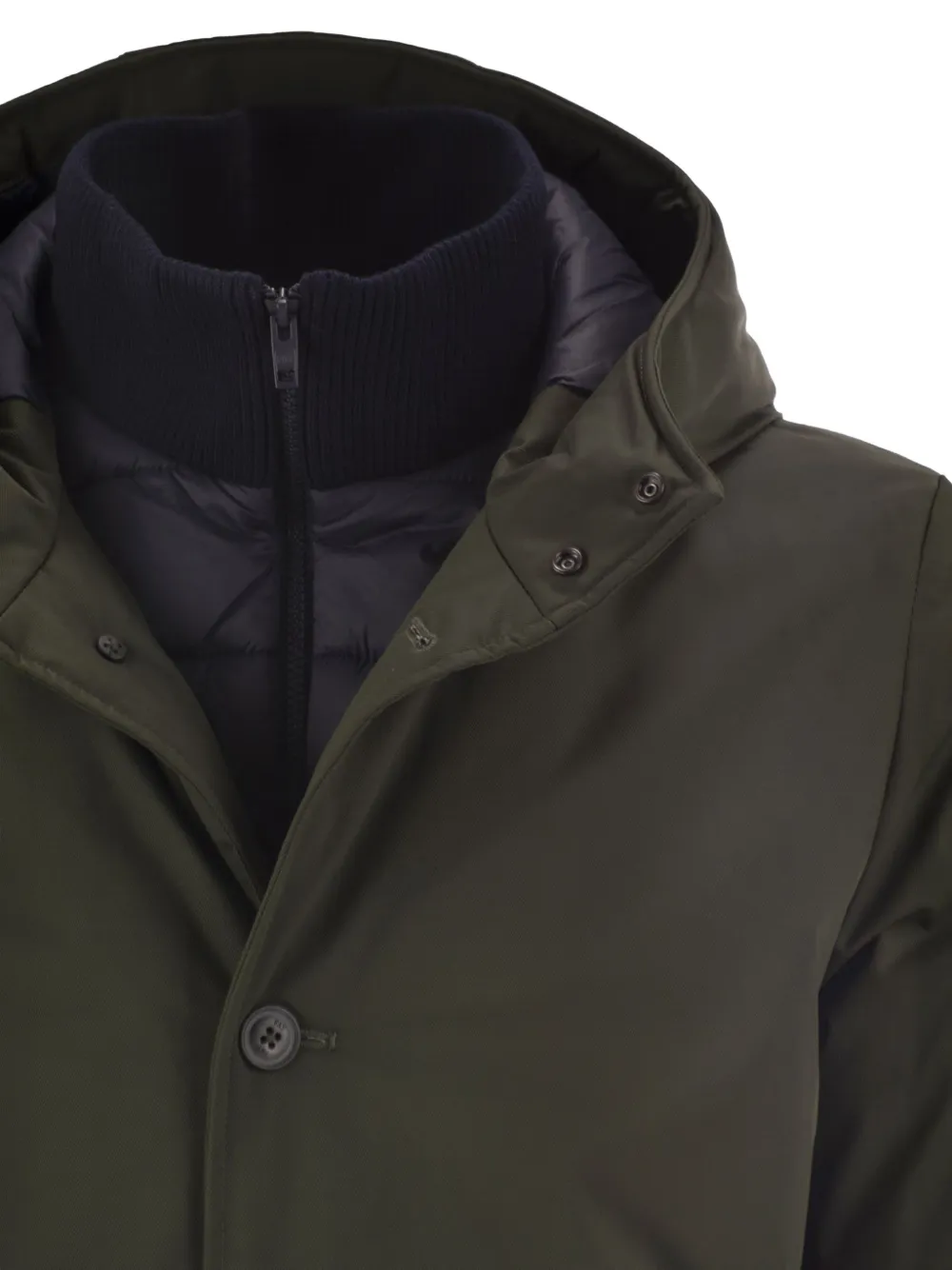Fay hooded padded single breasted coat Groen