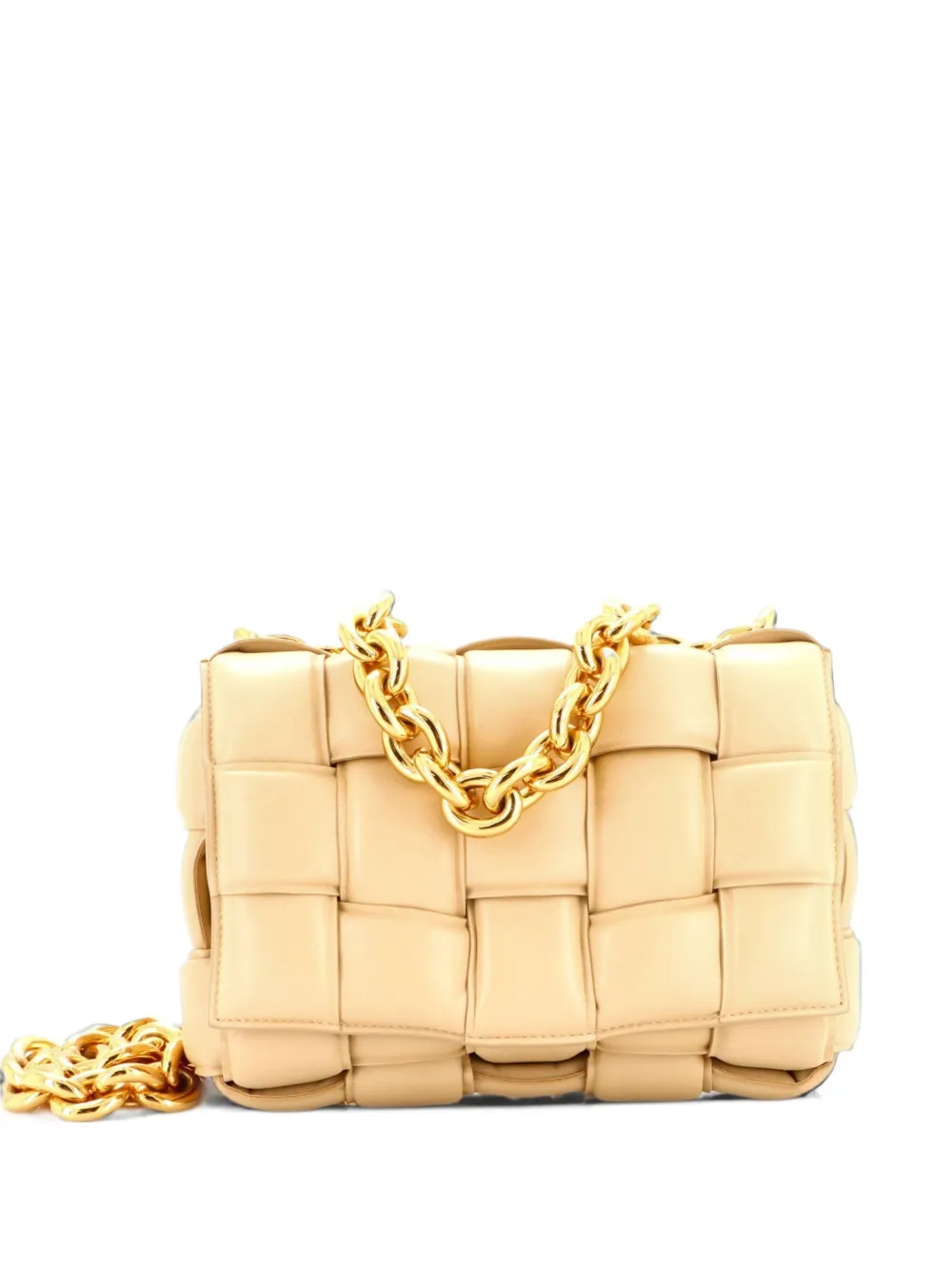 Bottega Veneta Pre-Owned Cassette Chain Padded Maxi Intrecciato Leather crossbody bag - Nude