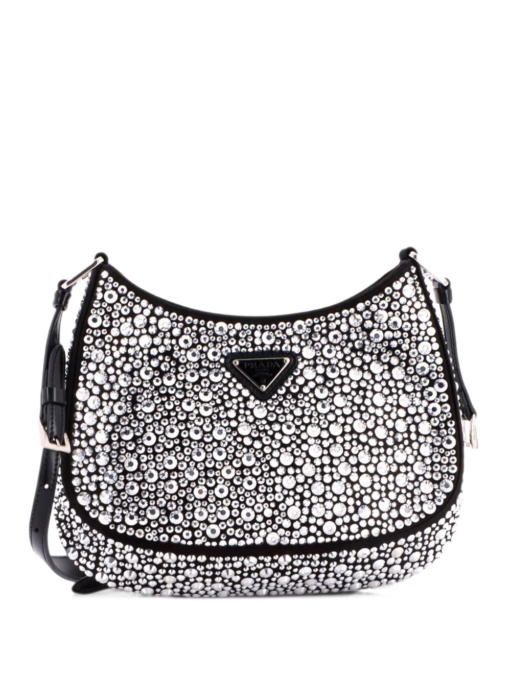 Prada Pre-Owned Cleo Shoulder Bag Crystal Embellished Satin Small crossbody bag - Nero