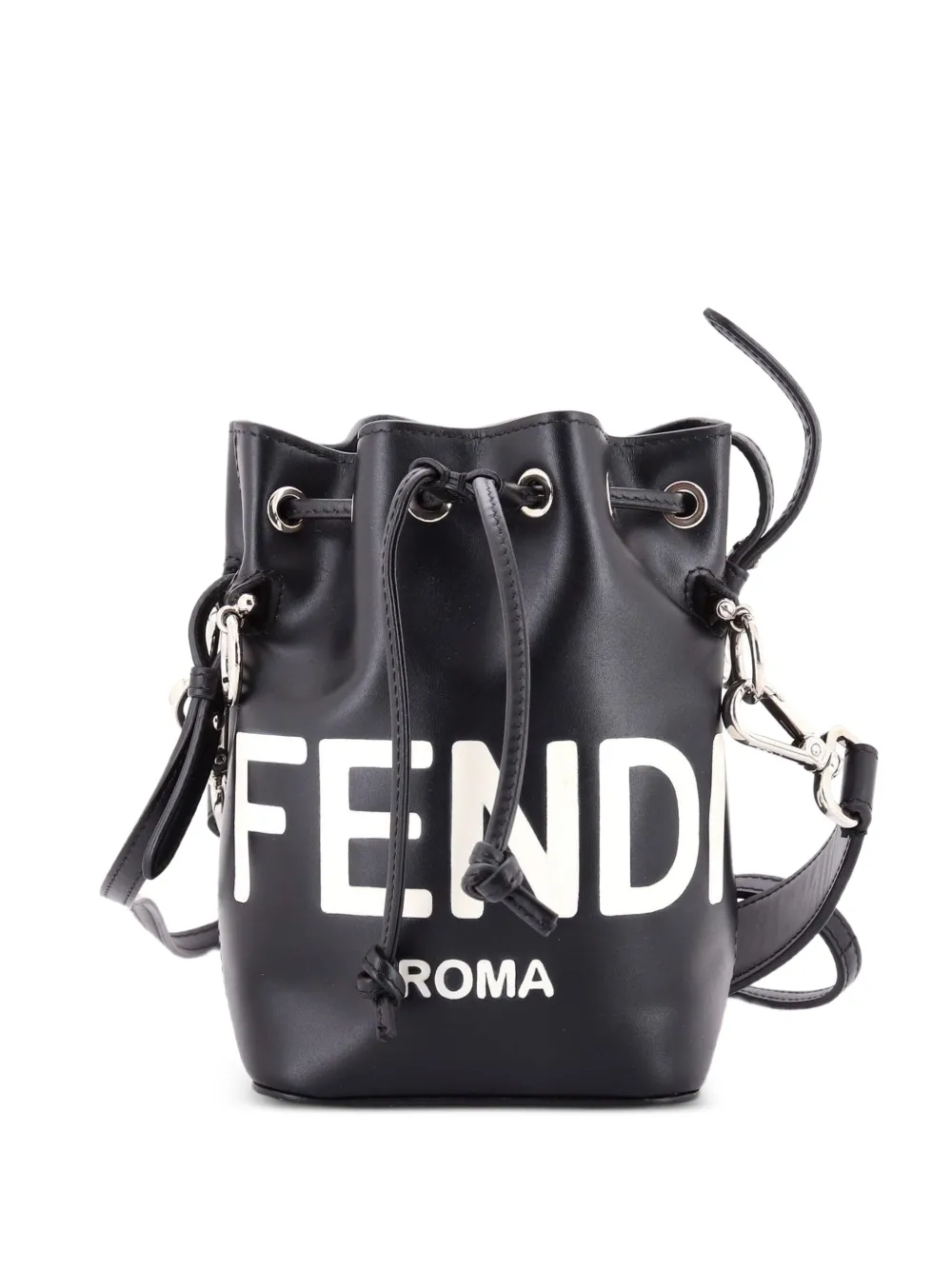 Fendi Pre-Owned Logo Mon Tresor Leather Mini bucket bag - Black