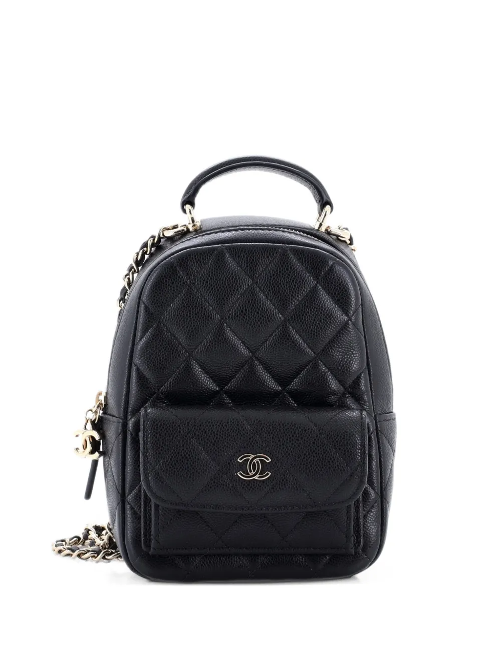 CHANEL Pre-Owned Classic CC Chain Pocket Quilted Caviar Mini backpack - Schwarz