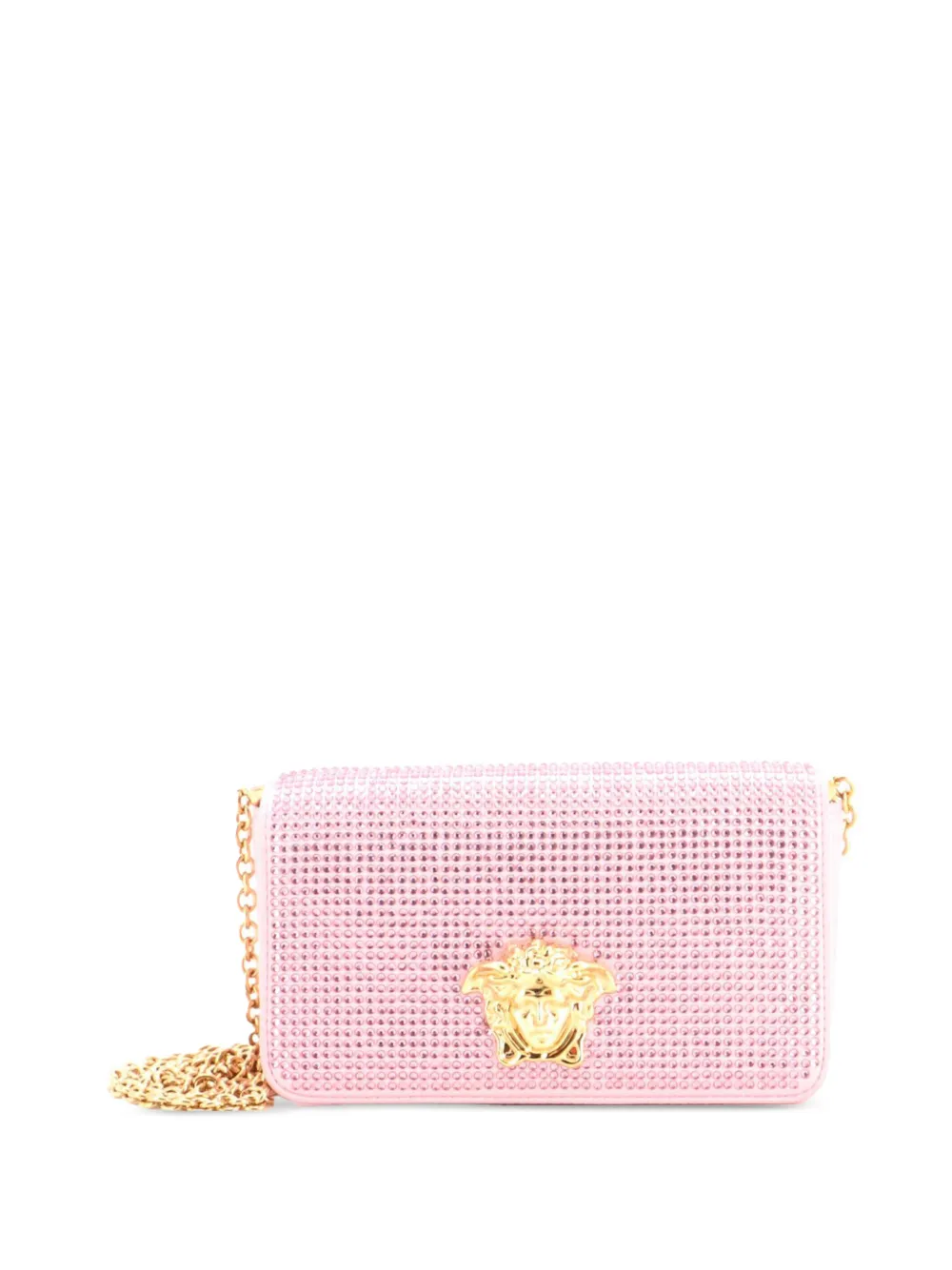 Versace Pre-Owned La Medusa Full Flap Clutch with Chain Crystal Embellished Satin shoulder bag - Rosa
