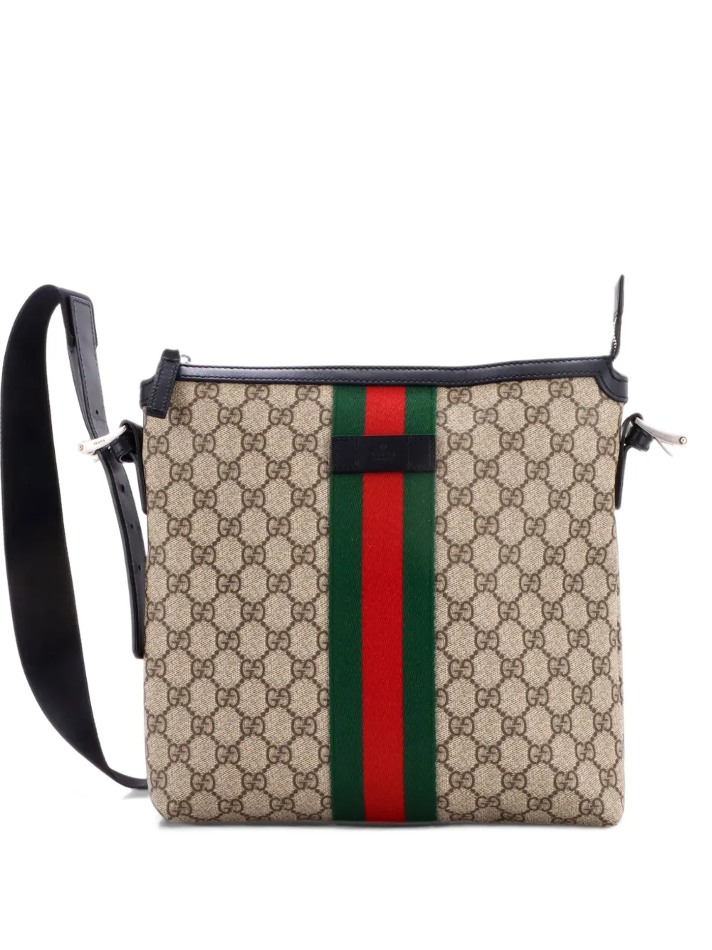 Gucci Pre-Owned Web Messenger Bag GG Coated Canvas Medium crossbody bag - Marrone