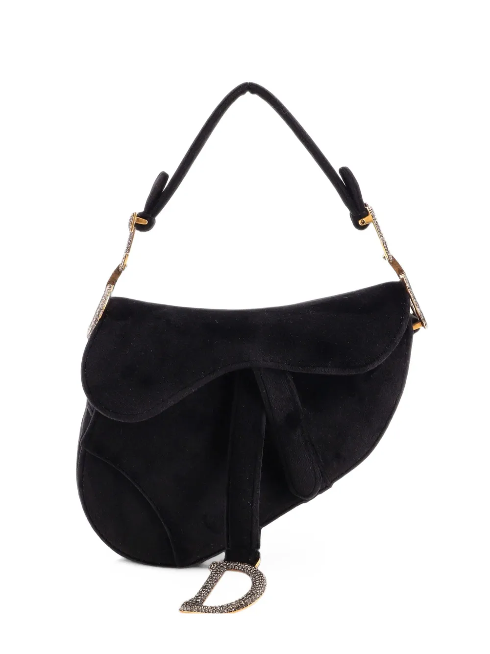 Christian Dior Pre-Owned Saddle Handbag Velvet with Crystals Mini shoulder bag - Schwarz