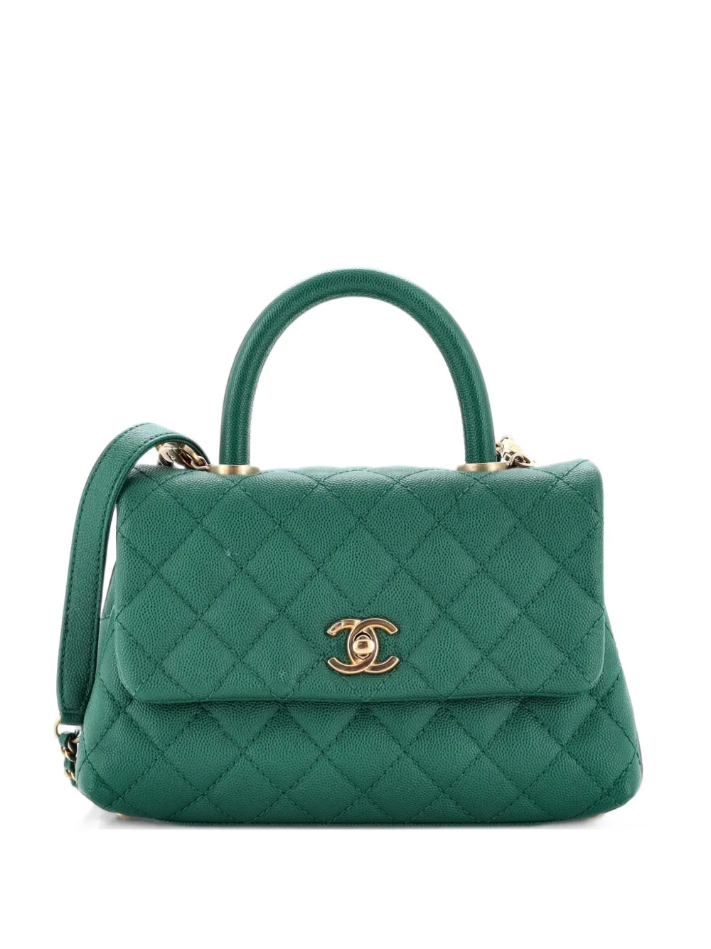 CHANEL Pre-Owned Coco Top Handle Bag Quilted Caviar Mini satchel - Grün