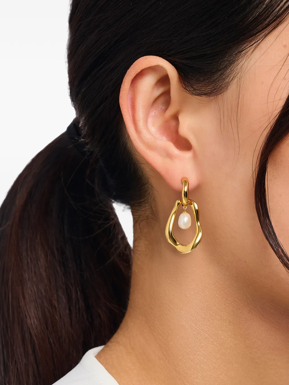 Thomas Sabo Natural Beauty pearl-pendant hoop earrings - Or Thomas Sabo Natural Beauty pearl-pendant hoop earrings - Or