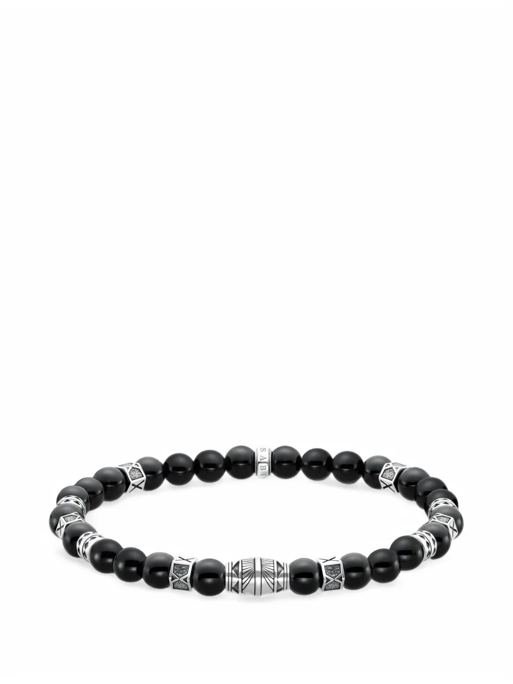 Thomas Sabo engraved sterling-silver onyx-beaded bracelet - Schwarz