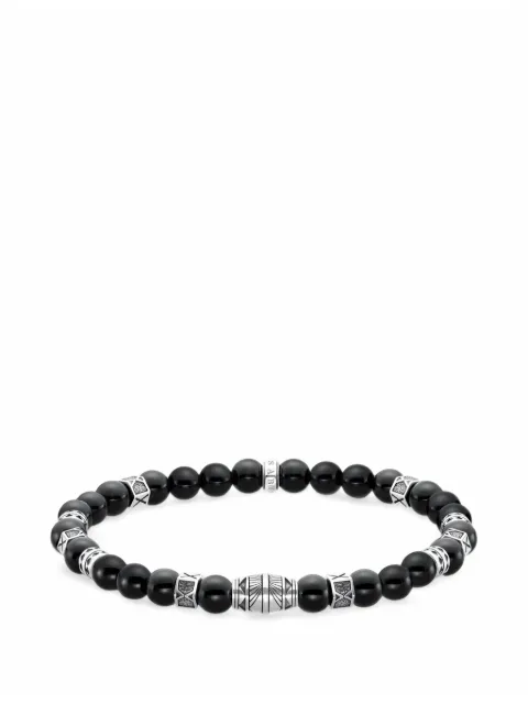 Thomas Sabo pulsera grabada en plata de ley con cuentas de ónix