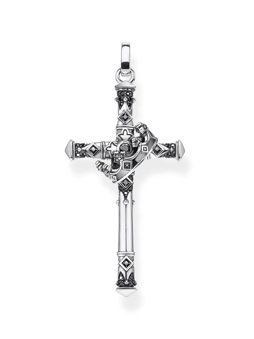 Thomas Sabo Majestic crown-detailed cross necklace - Silber