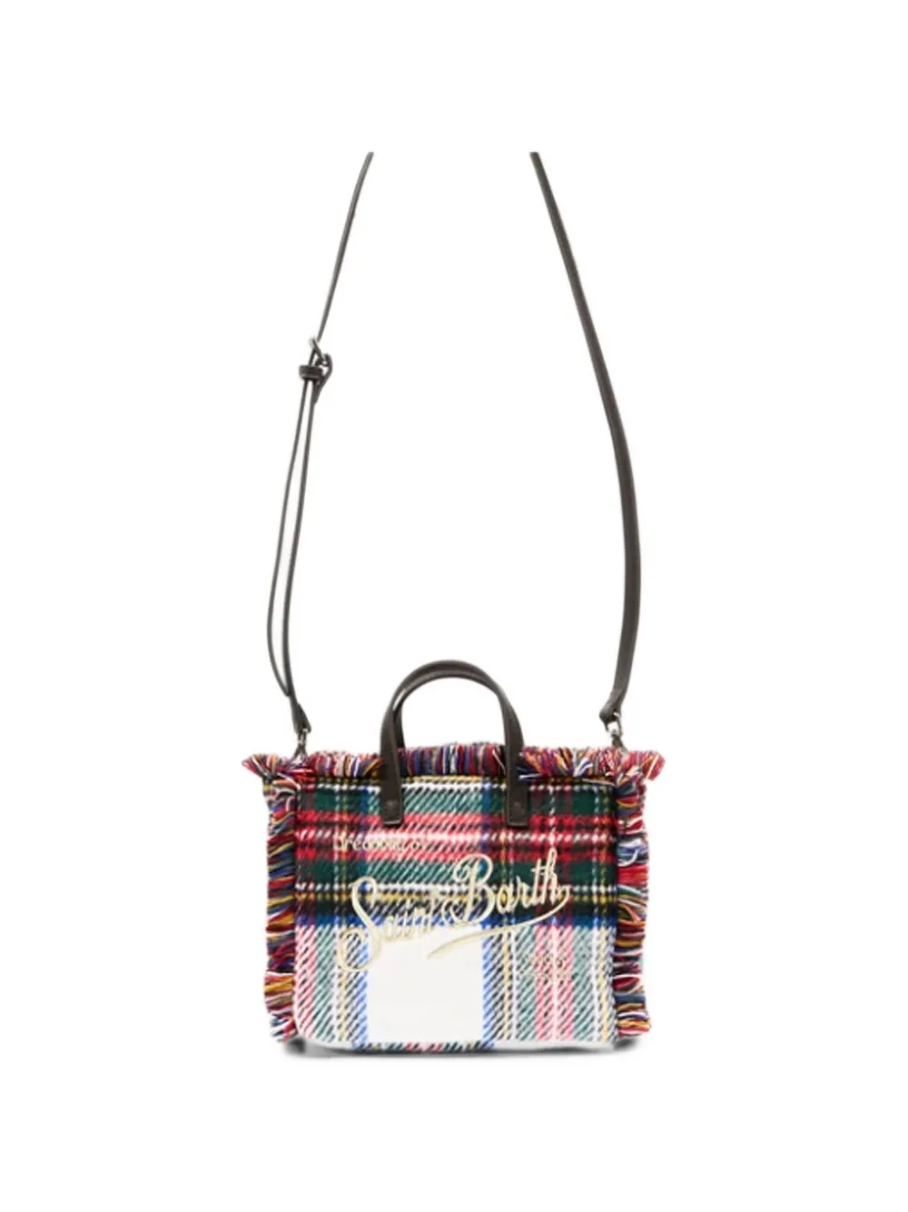 MC2 Saint Barth mini Vanity tartan fringed tote bag Wit
