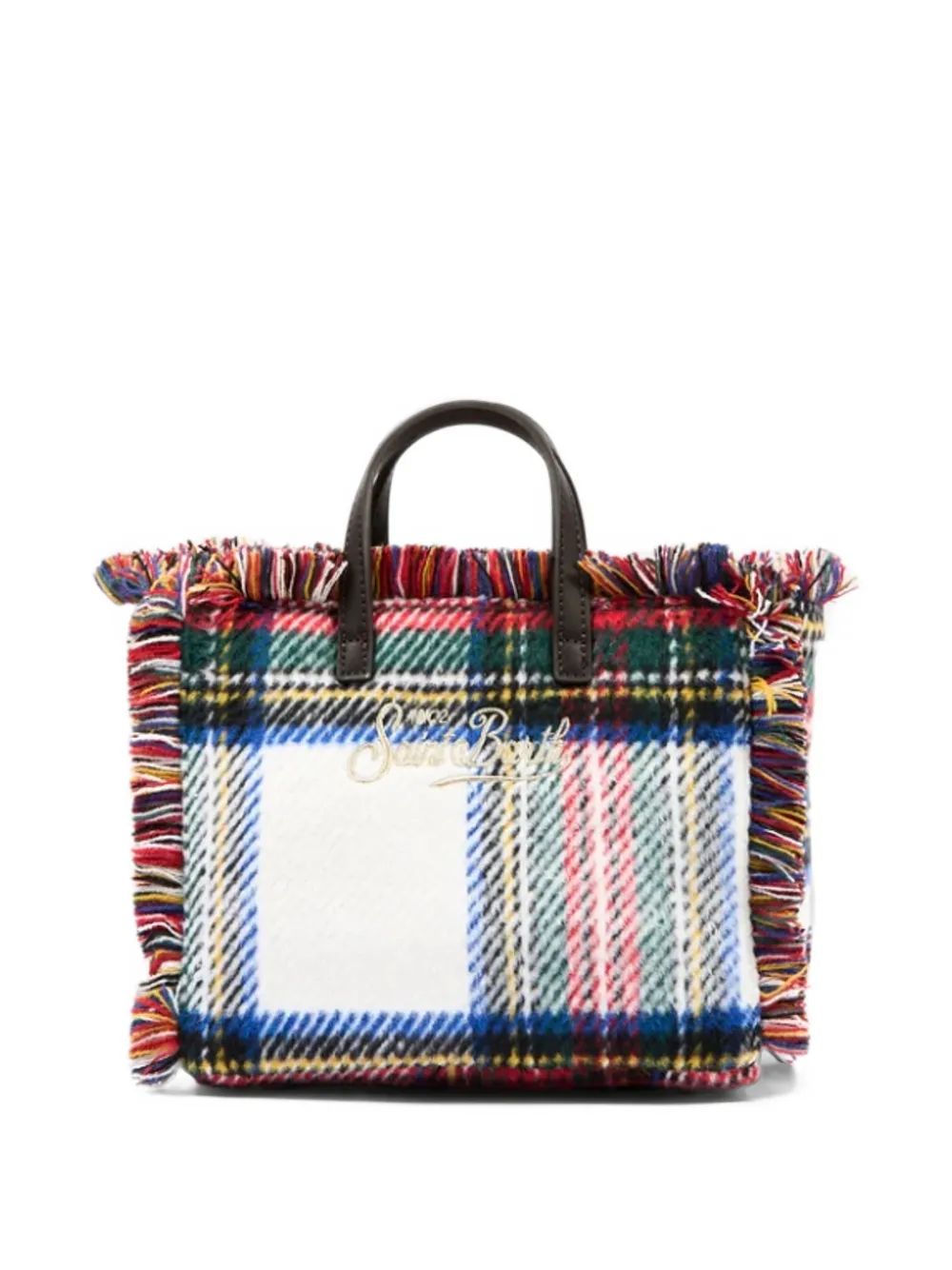 MC2 Saint Barth mini Vanity tartan fringed tote bag Wit