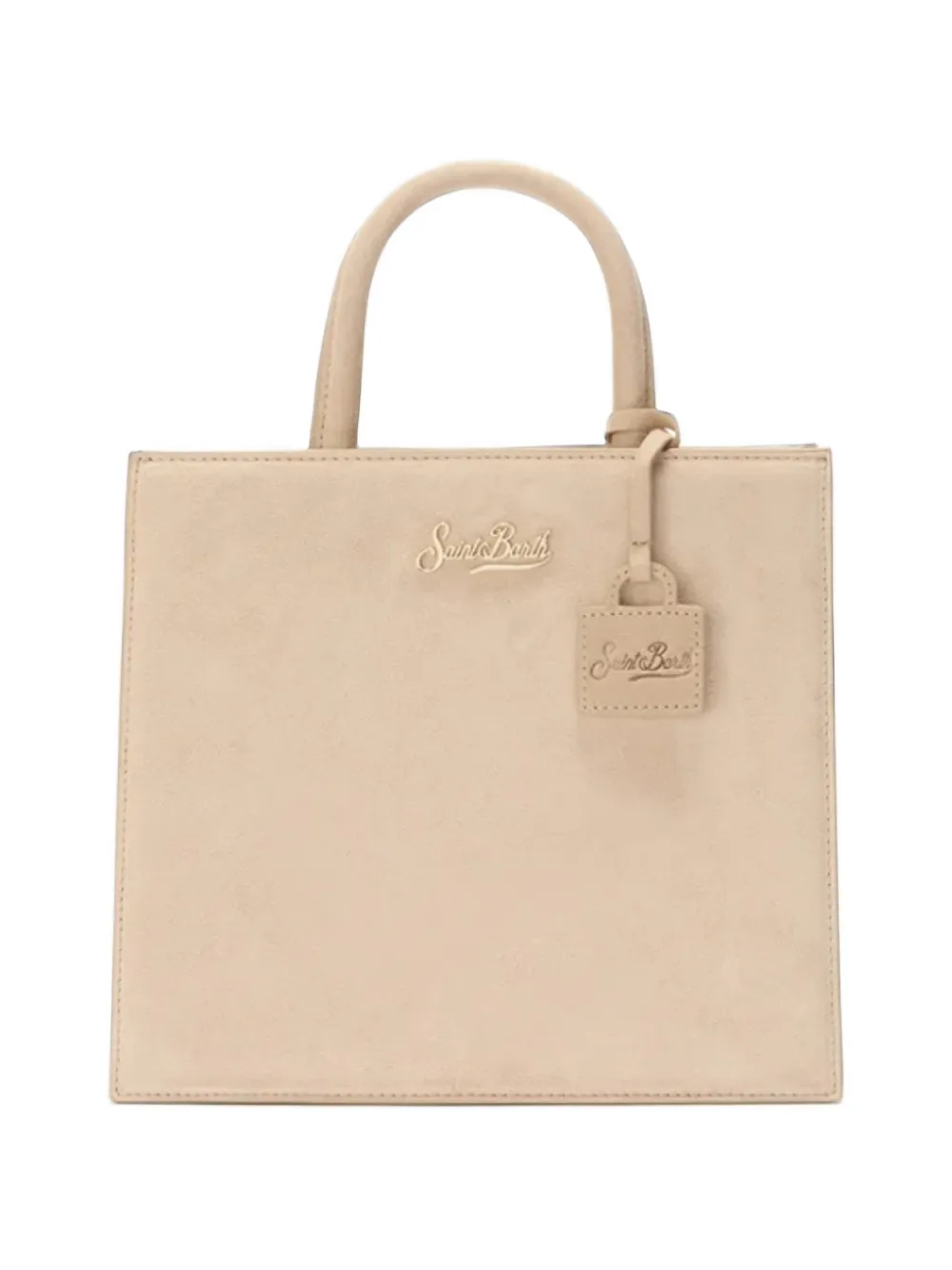 MC2 Saint Barth beige medium Shop bag in suede with metal logo plaque
