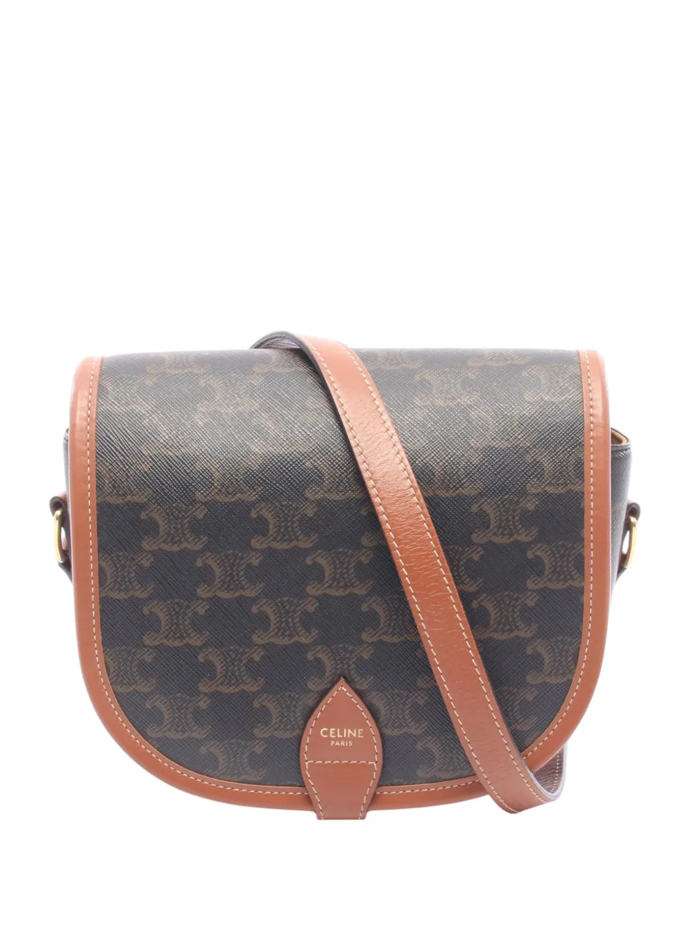 Celine Pre-Owned 2000-2026 Medium Triomphe Coated Canvas Folco crossbody bag - Braun
