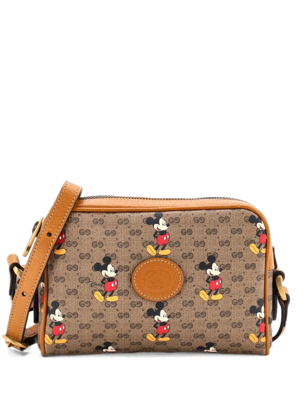 Gucci Pre-Owned Disney Mickey Mouse Shoulder Bag Printed Mini GG Coated Canvas Mini crossbody bag - Marrone