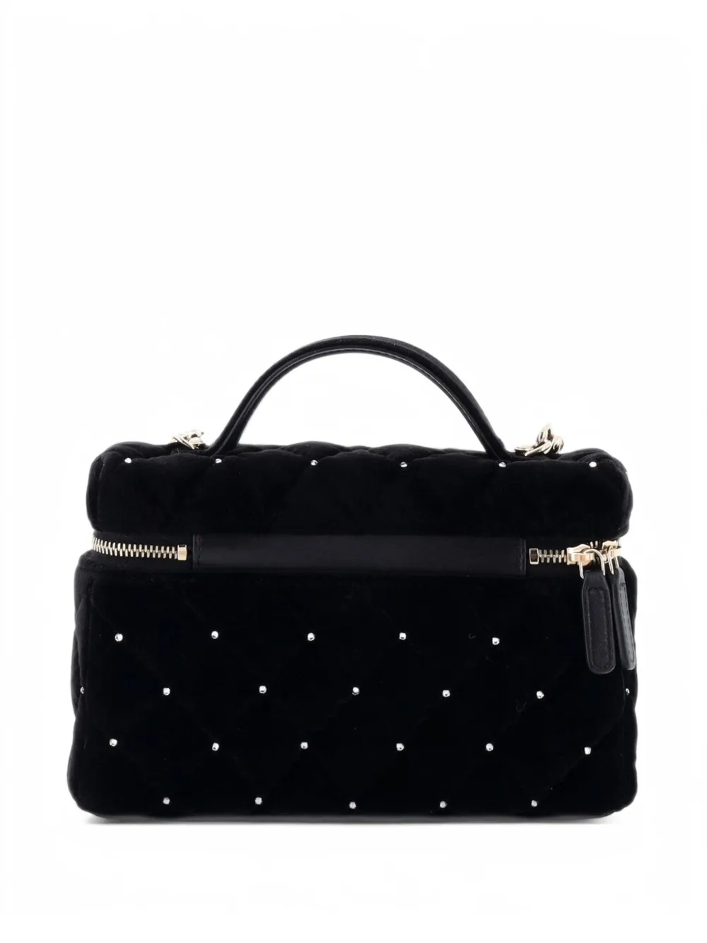 CHANEL Pre-Owned Classic Top Handle Slim Vanity Case with Chain Quilted Velvet with Crystals Small satchel - Schwarz