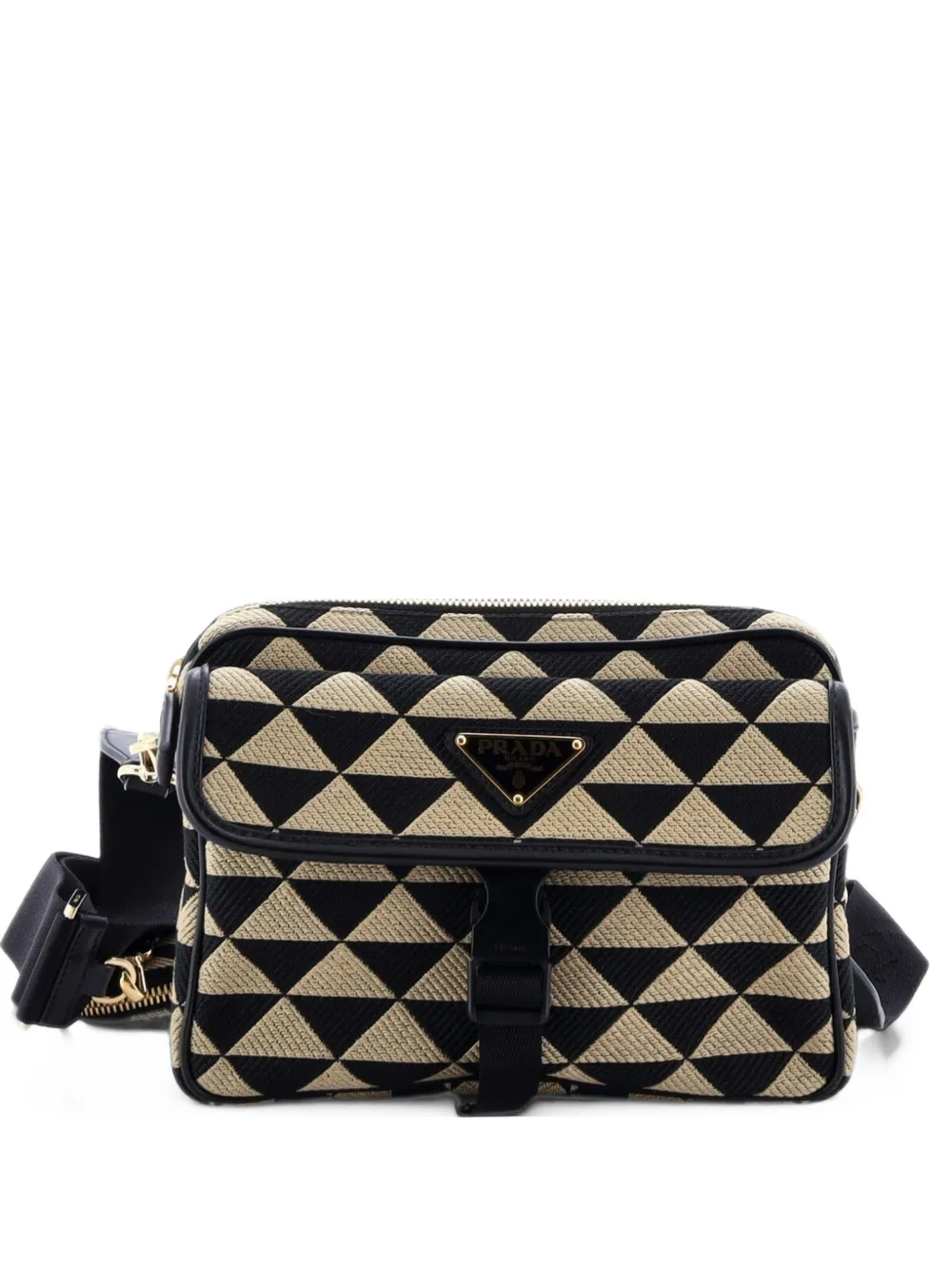 Prada Pre-Owned Symbole Front Pocket Zip Messenger Jacquard Small crossbody bag - Marrone