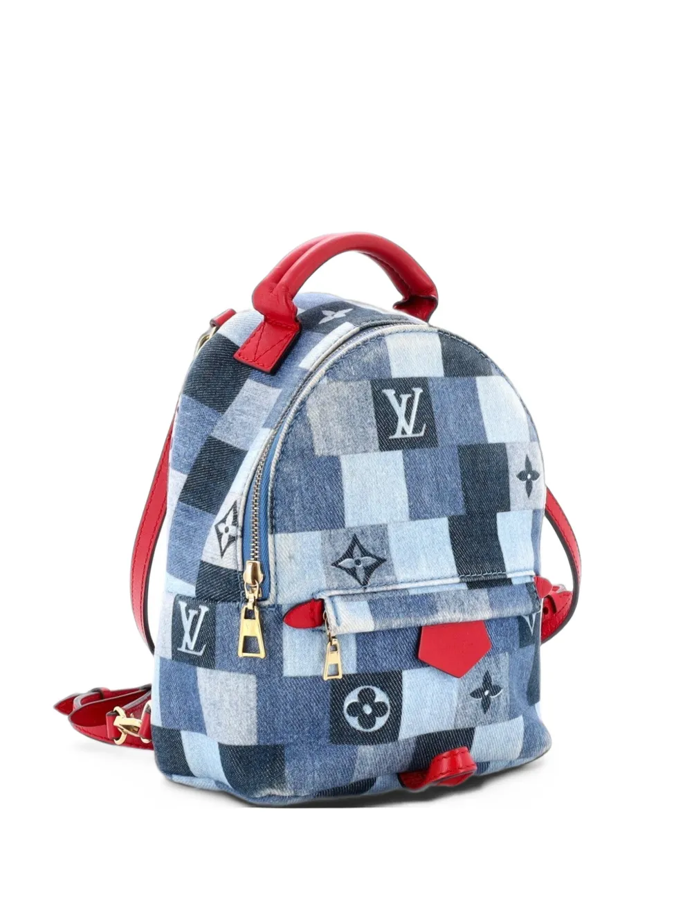 Louis Vuitton Pre-Owned Palm Springs Damier and Monogram Patchwork Denim Mini backpack - Blue