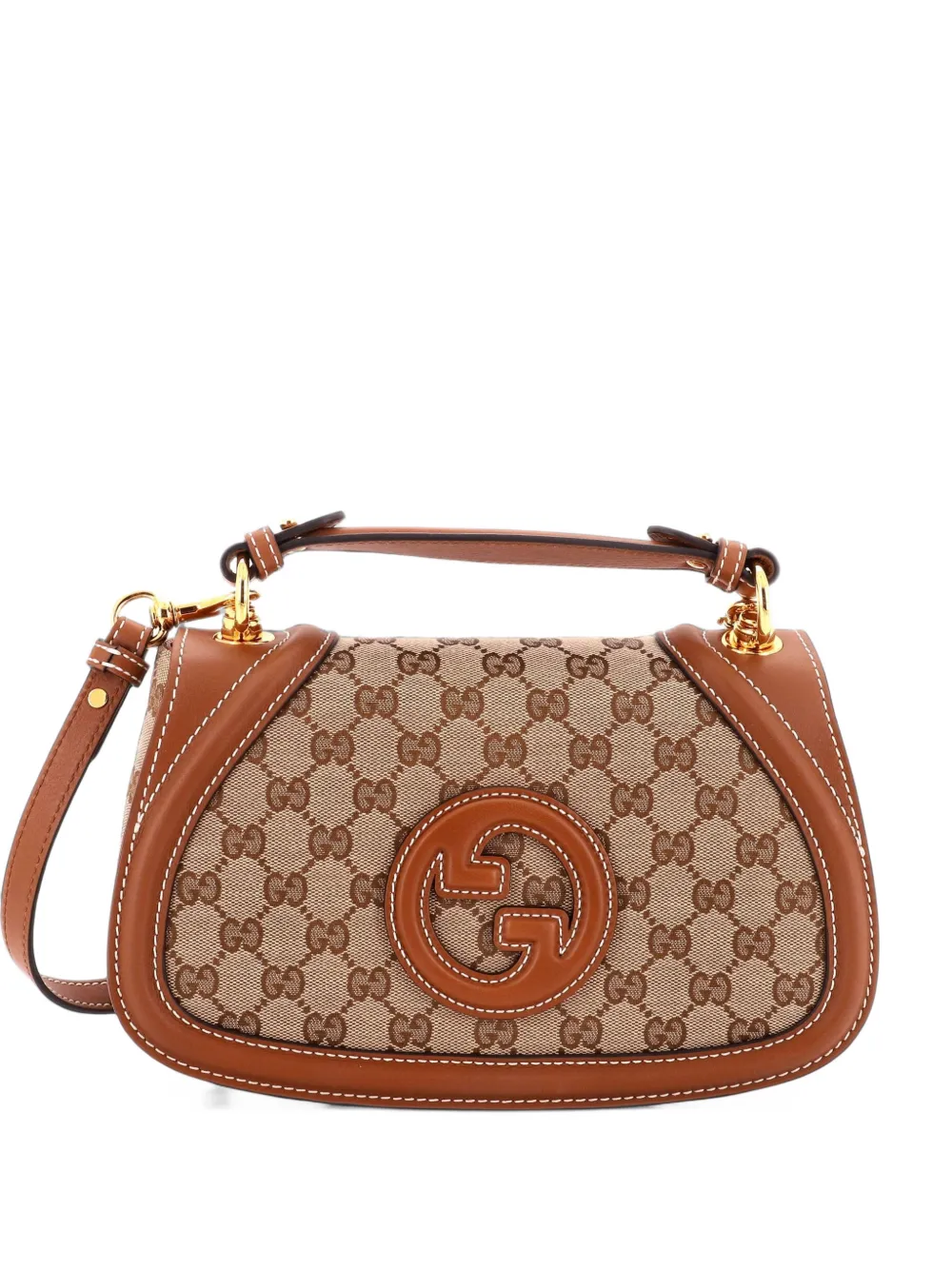Gucci Pre-Owned Blondie NM Top Handle Bag GG Canvas with Leather Medium shoulder bag - Marrone