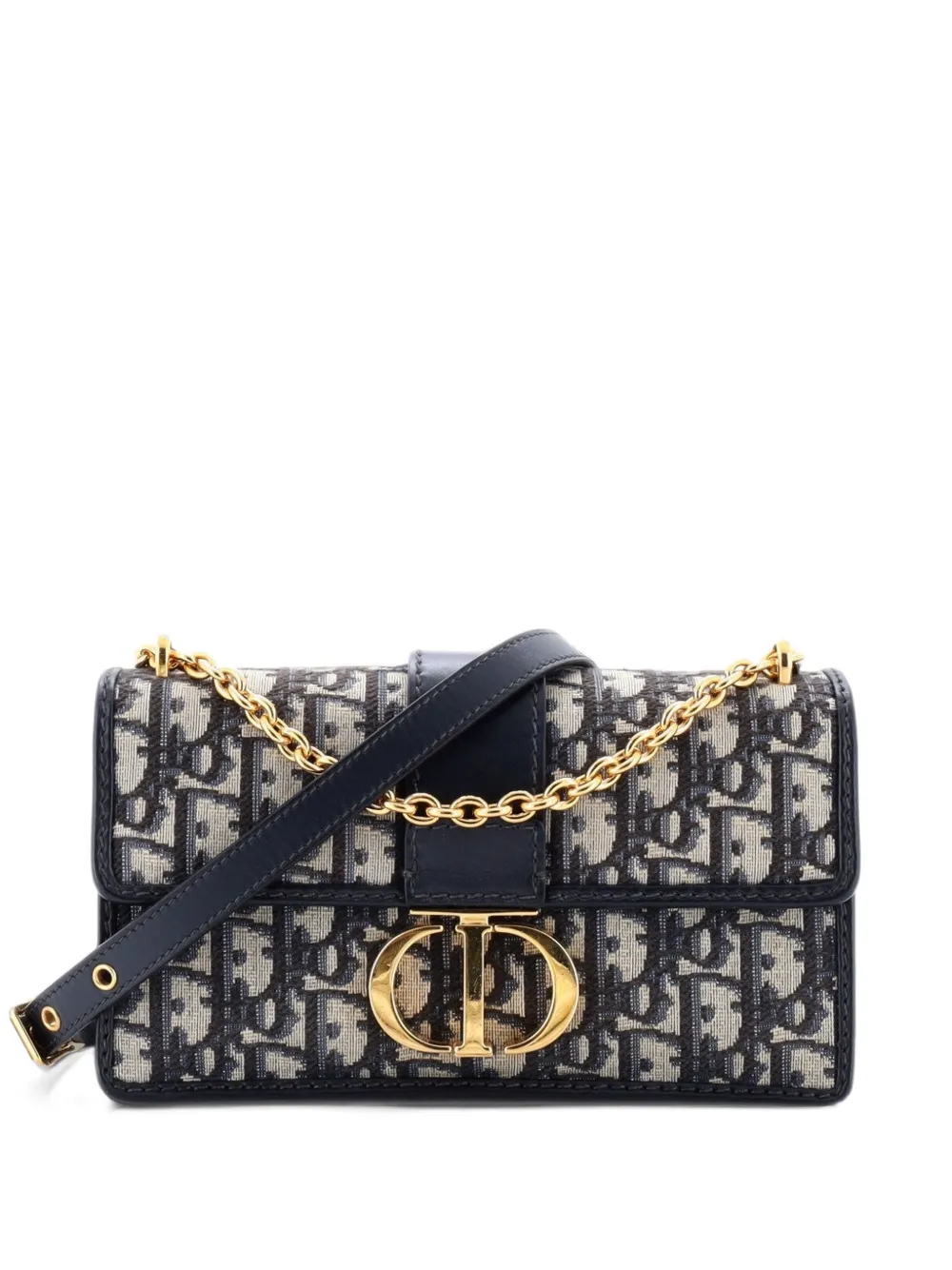 Christian Dior Pre-Owned 30 Montaigne Chain Flap Bag Oblique Canvas East West shoulder bag - Blu