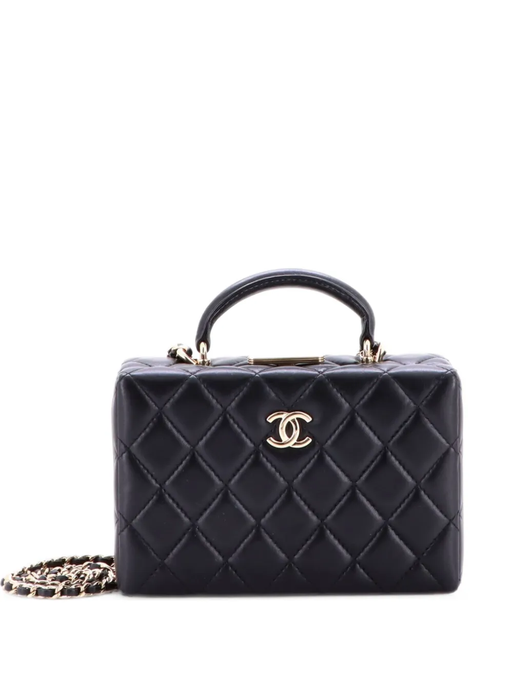 CHANEL Pre-Owned Top Handle Box Bag Quilted Lambskin Small satchel - Schwarz