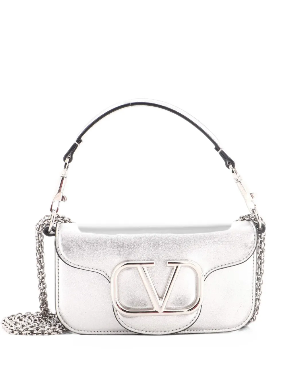 Valentino Garavani Pre-Owned VLogo Loco Flap Leather Small shoulder bag - Metallic