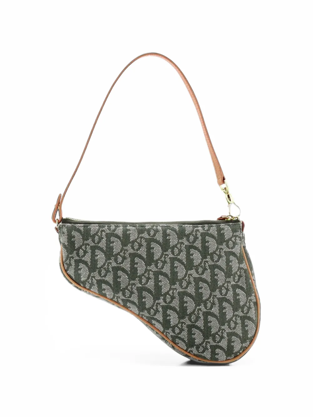 Pre-owned Dior Vintage Saddle Bag Issimo Canvas Mini Clutch Bag In Green