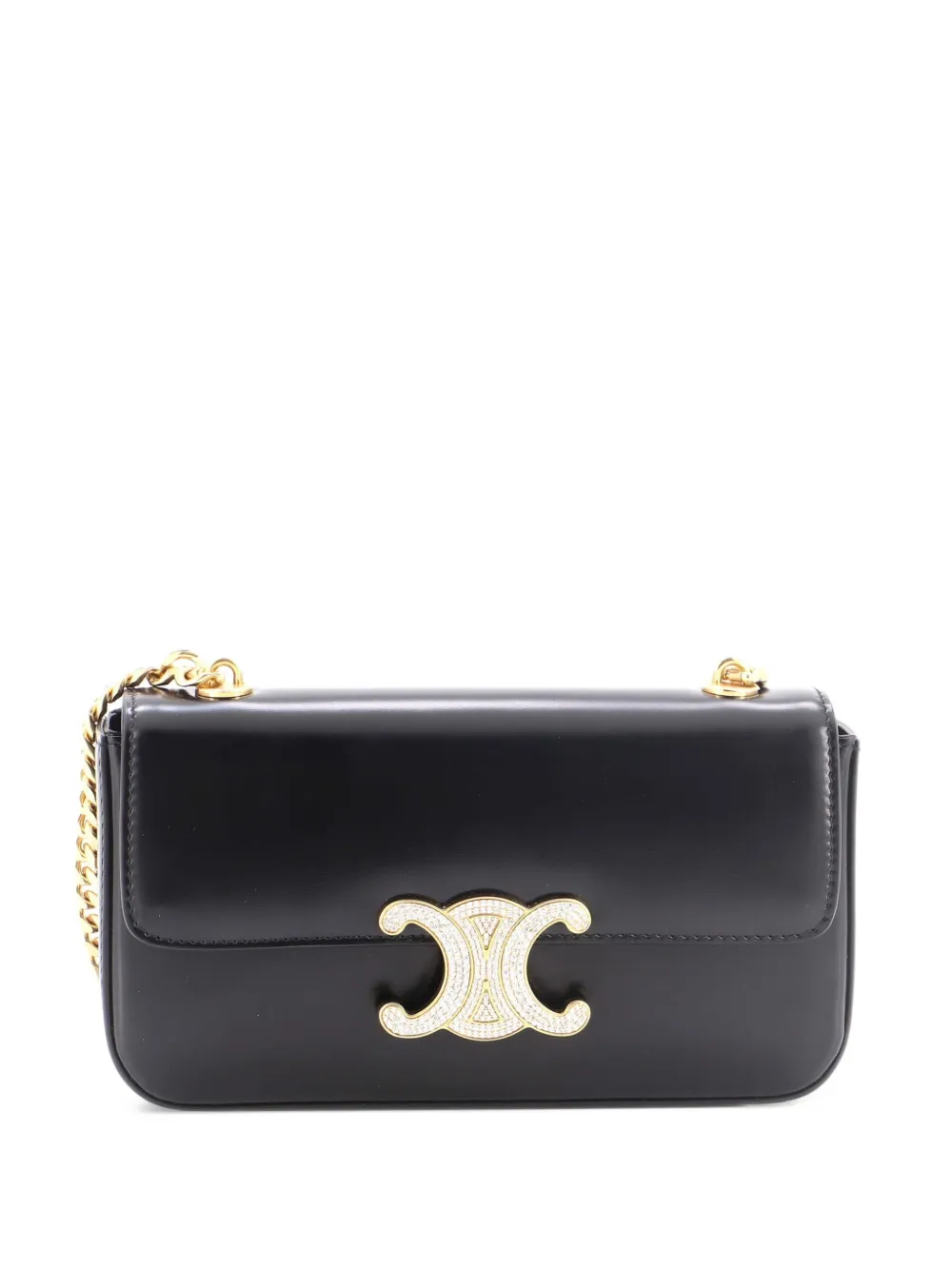 Celine Pre-Owned Triomphe Chain Leather with Crystal Detail Small shoulder bag - Schwarz