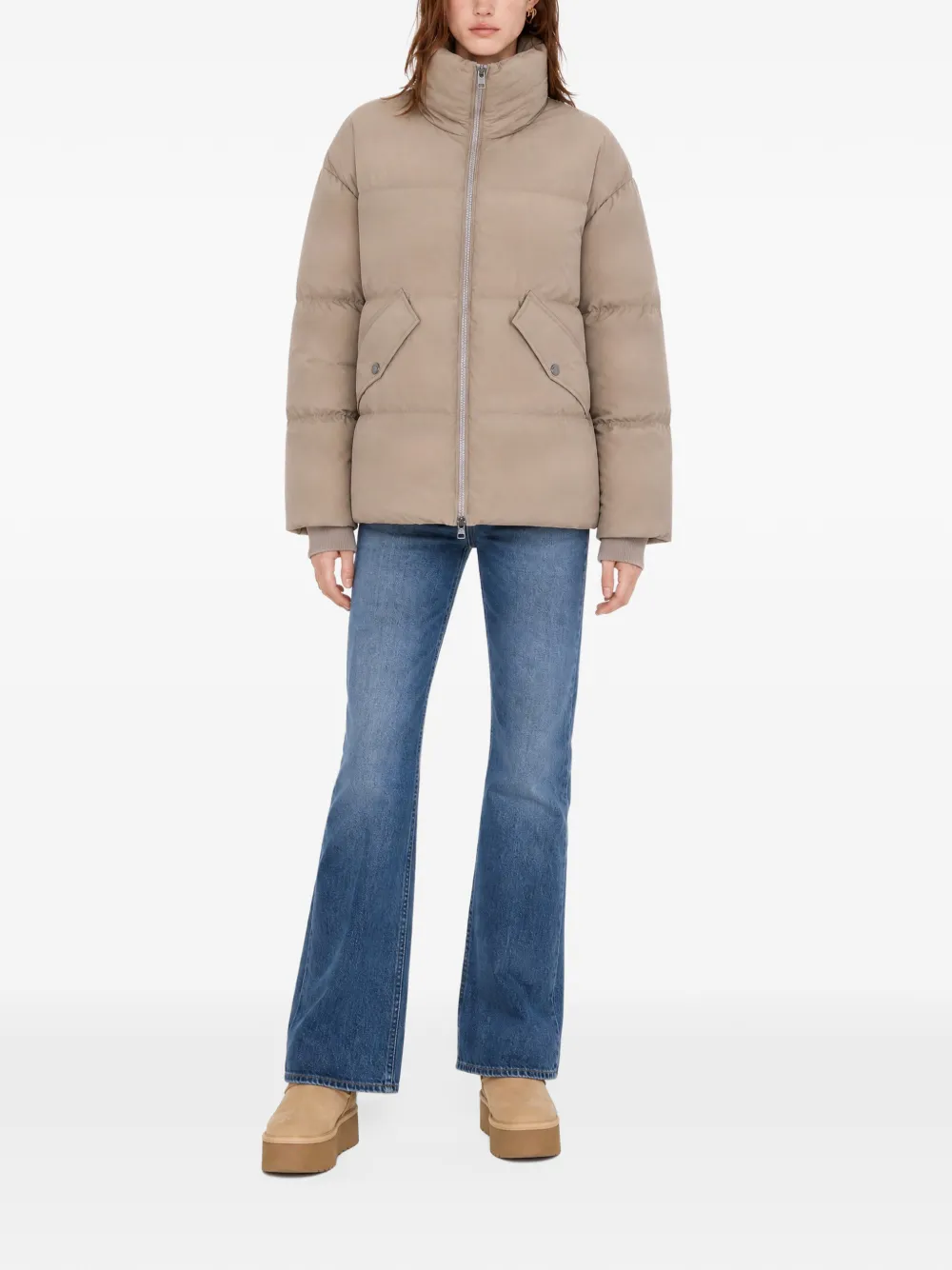 Woolrich Kelly quilted high-neck puffer jacket Beige