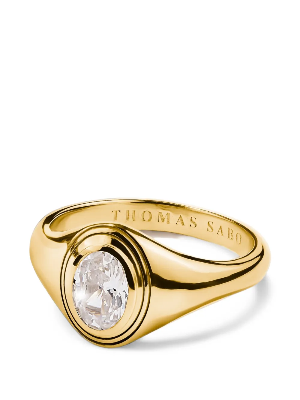Thomas Sabo Bold Elegance oval-cut zirconia signet ring - Gold