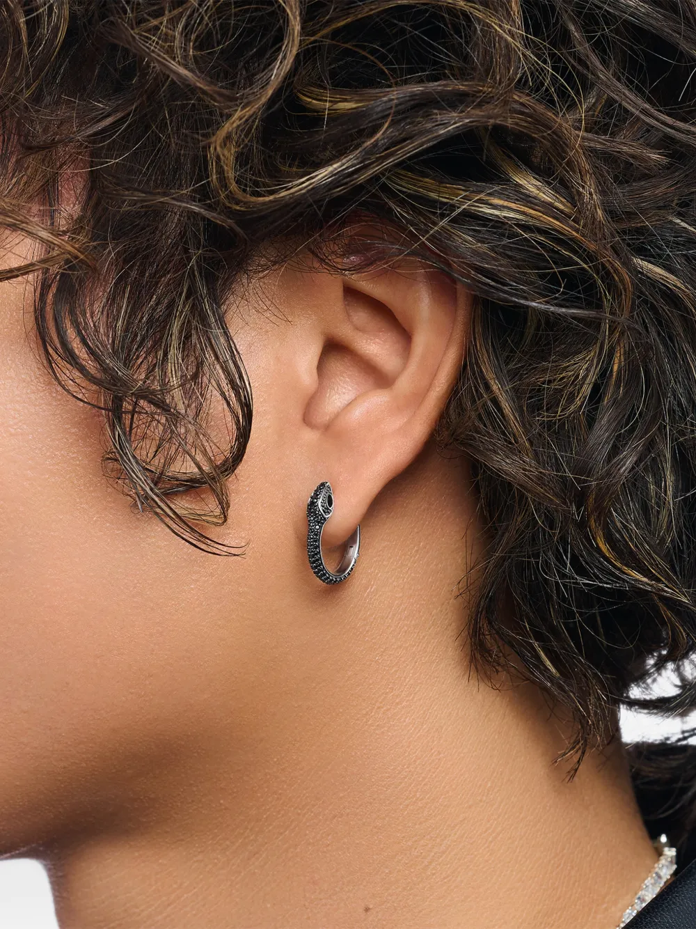 Thomas Sabo snake-motif pavé-set hoop earrings - Argento