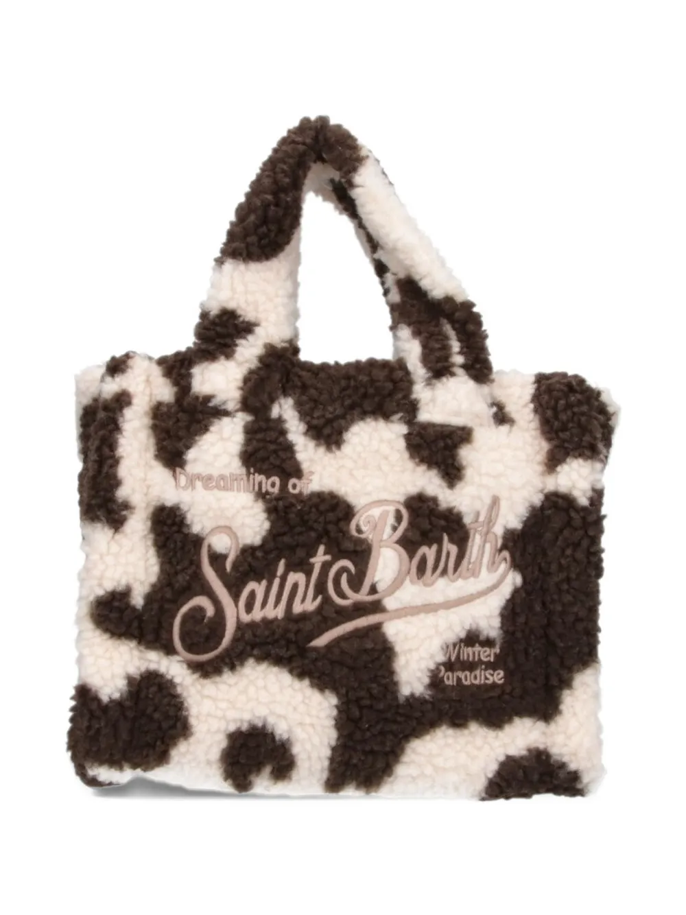 MC2 Saint Barth Vanity mini-shopper met koeien-print en geborduurd logo Beige