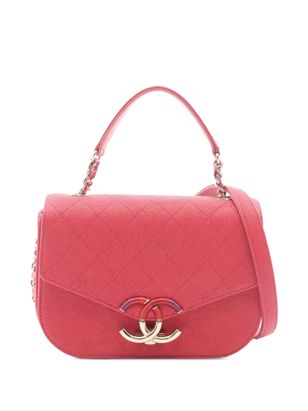 CHANEL Pre-Owned 2018 Small Caviar Paris Cuba Thread Around Flap satchel - Rosa