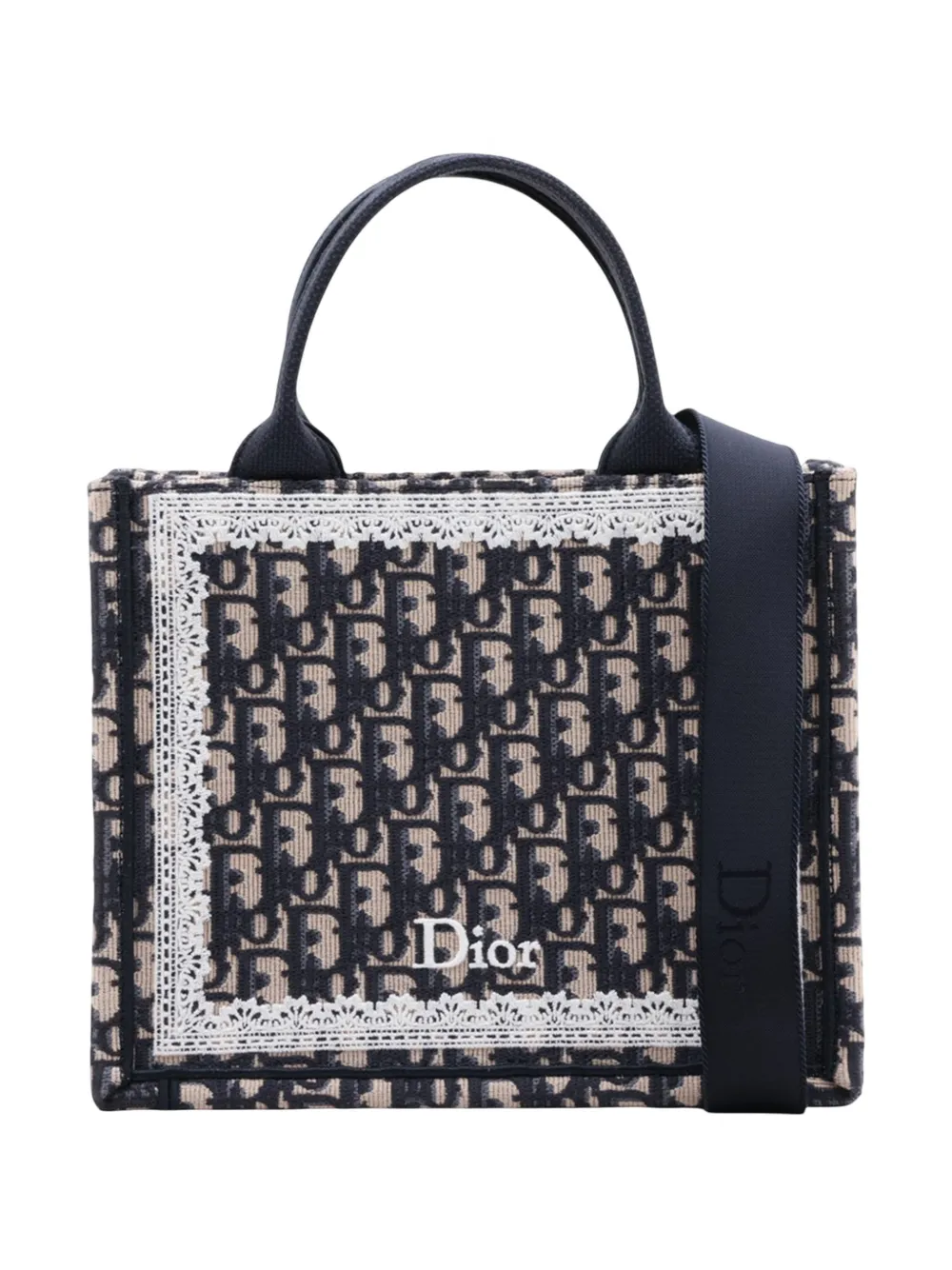 Christian Dior Pre-Owned 2000-2026 Small Oblique Canvas Embroidered Book Tote satchel - Blau