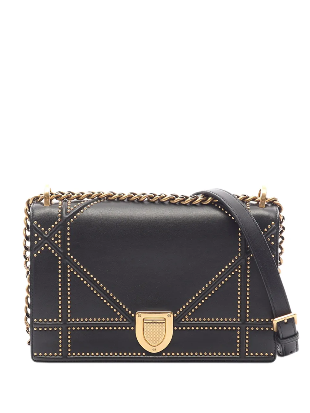 Christian Dior Pre-Owned 2000-2026 Medium Studded Lambskin Diorama Flap crossbody bag - Schwarz