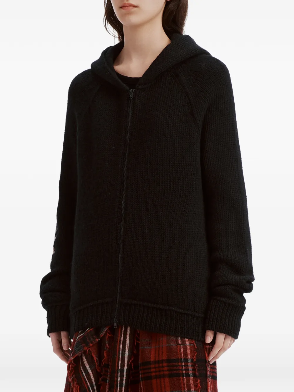 Y's Intarsia vest met rits Zwart
