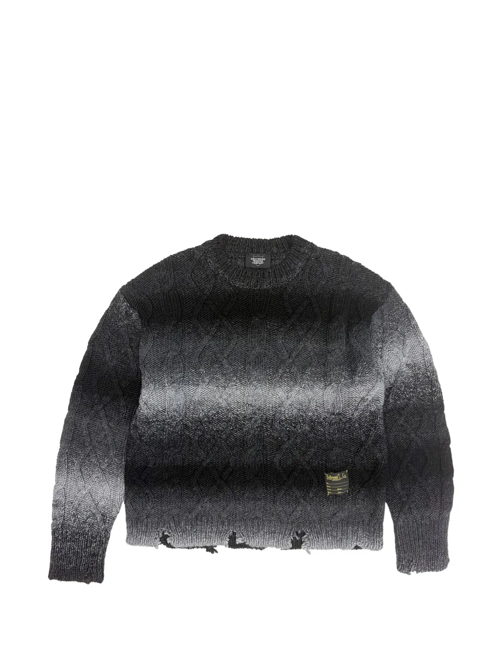 Htc Los Angeles cable-knit distressed sweater Zwart