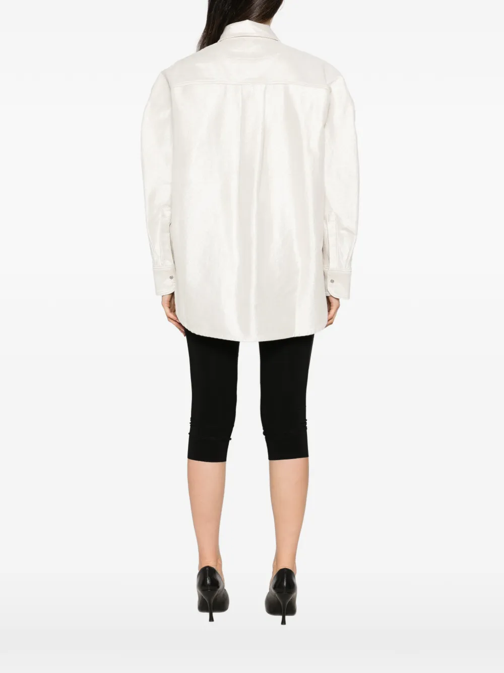 Jacquemus Nîmes Citta shimmer-effect oversized shirt Beige