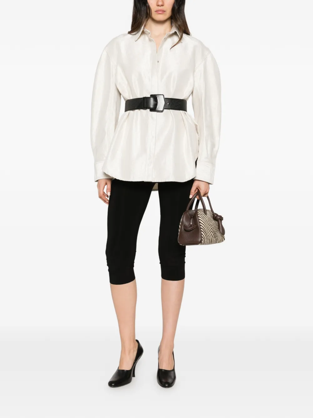 Jacquemus Nîmes Citta shimmer-effect oversized shirt Beige