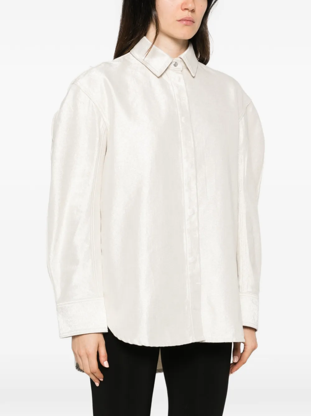 Jacquemus Nîmes Citta shimmer-effect oversized shirt Beige