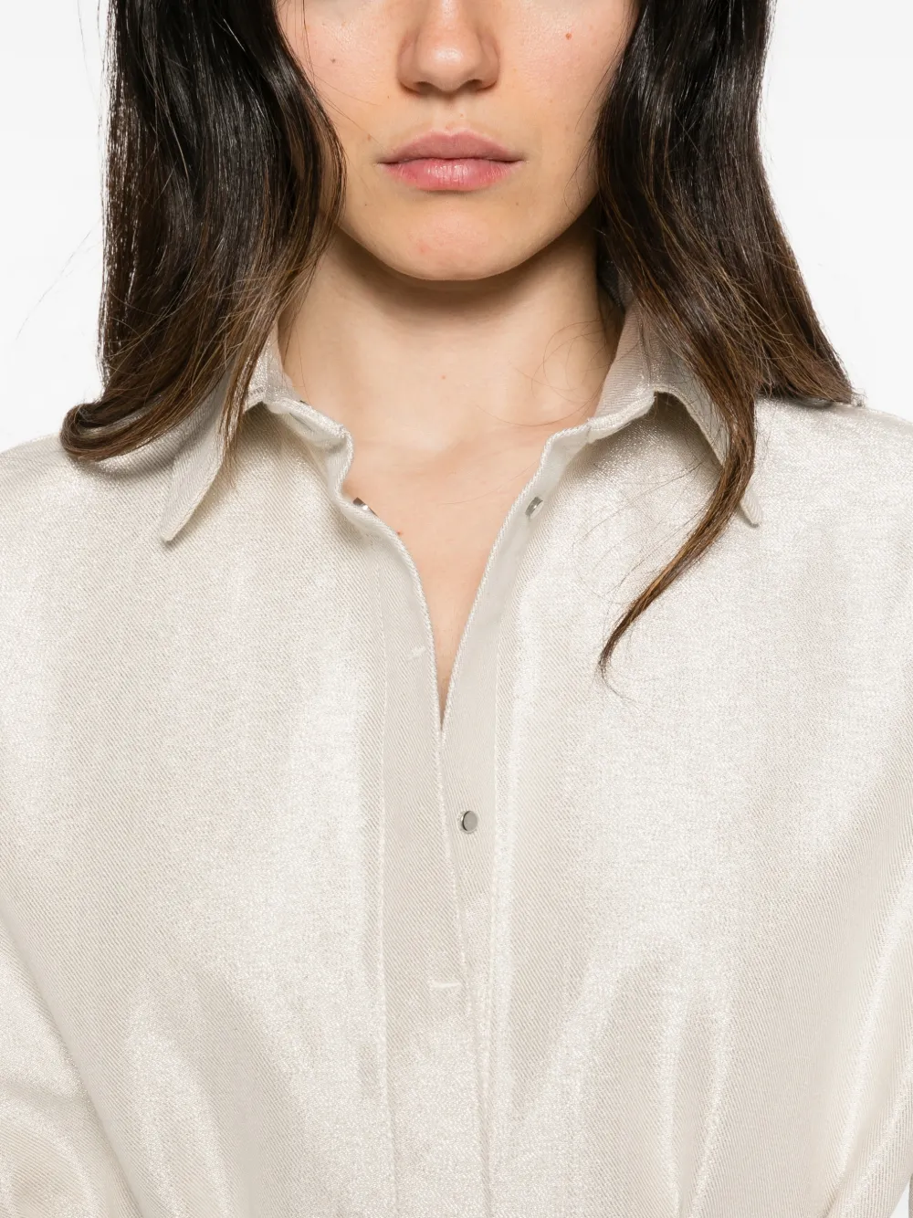 Jacquemus Nîmes Citta shimmer-effect oversized shirt Beige