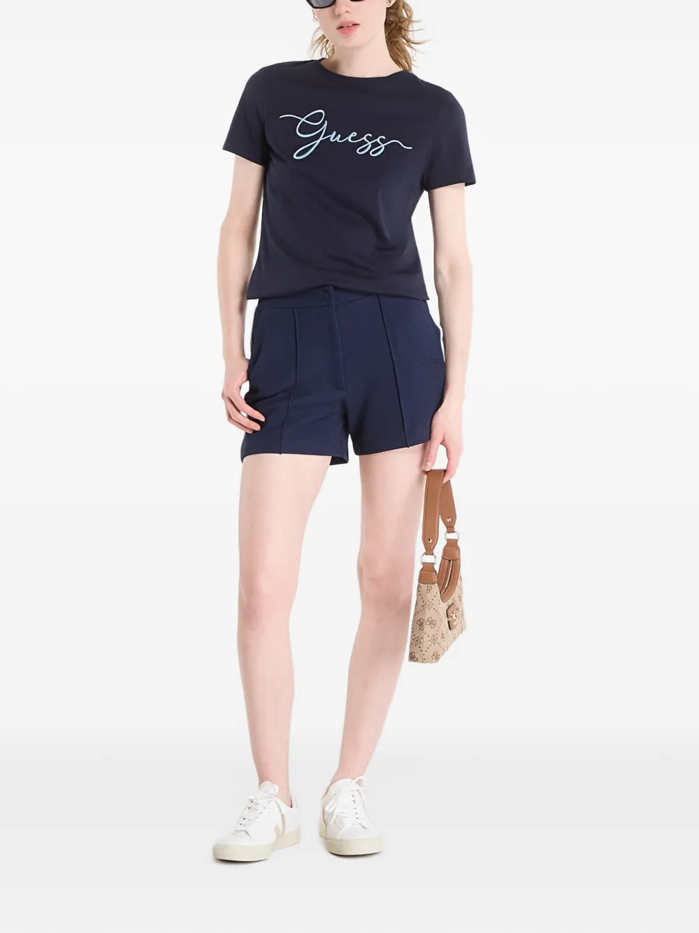 GUESS USA logo-embroidered T-shirt - Blu