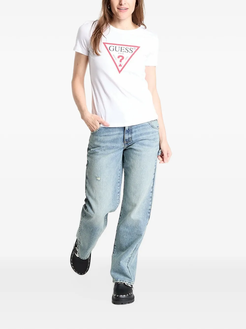 GUESS USA logo-print T-shirt Wit