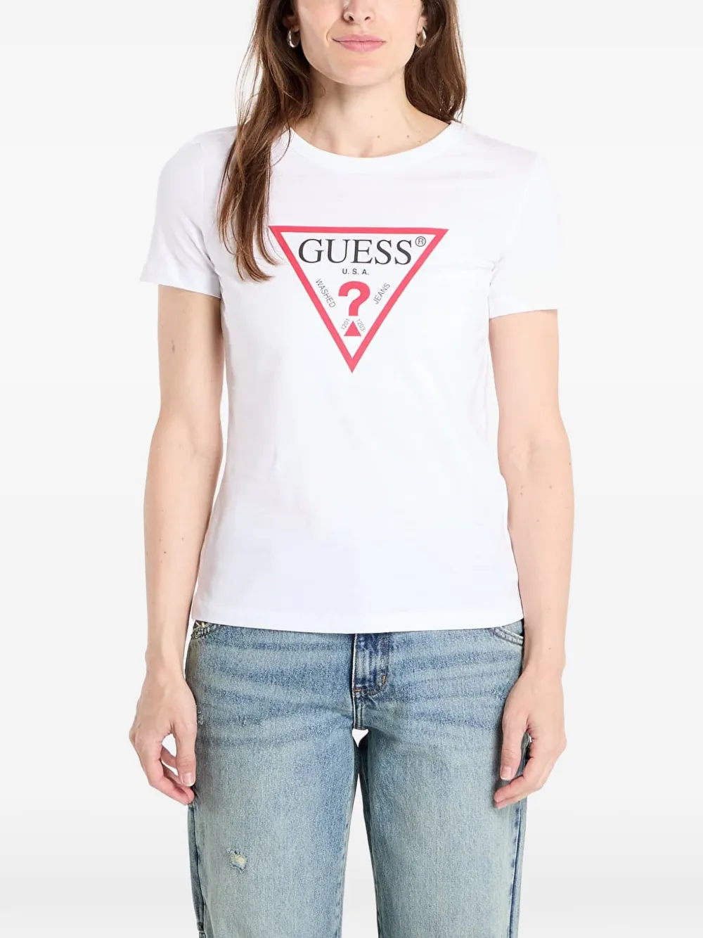 GUESS USA logo-print T-shirt Wit