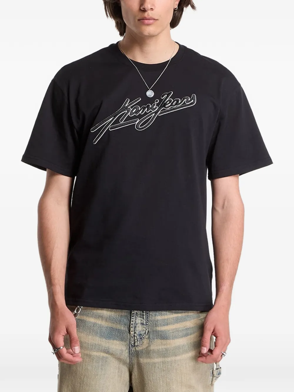 karl kani Jeans oversized T-shirt Zwart