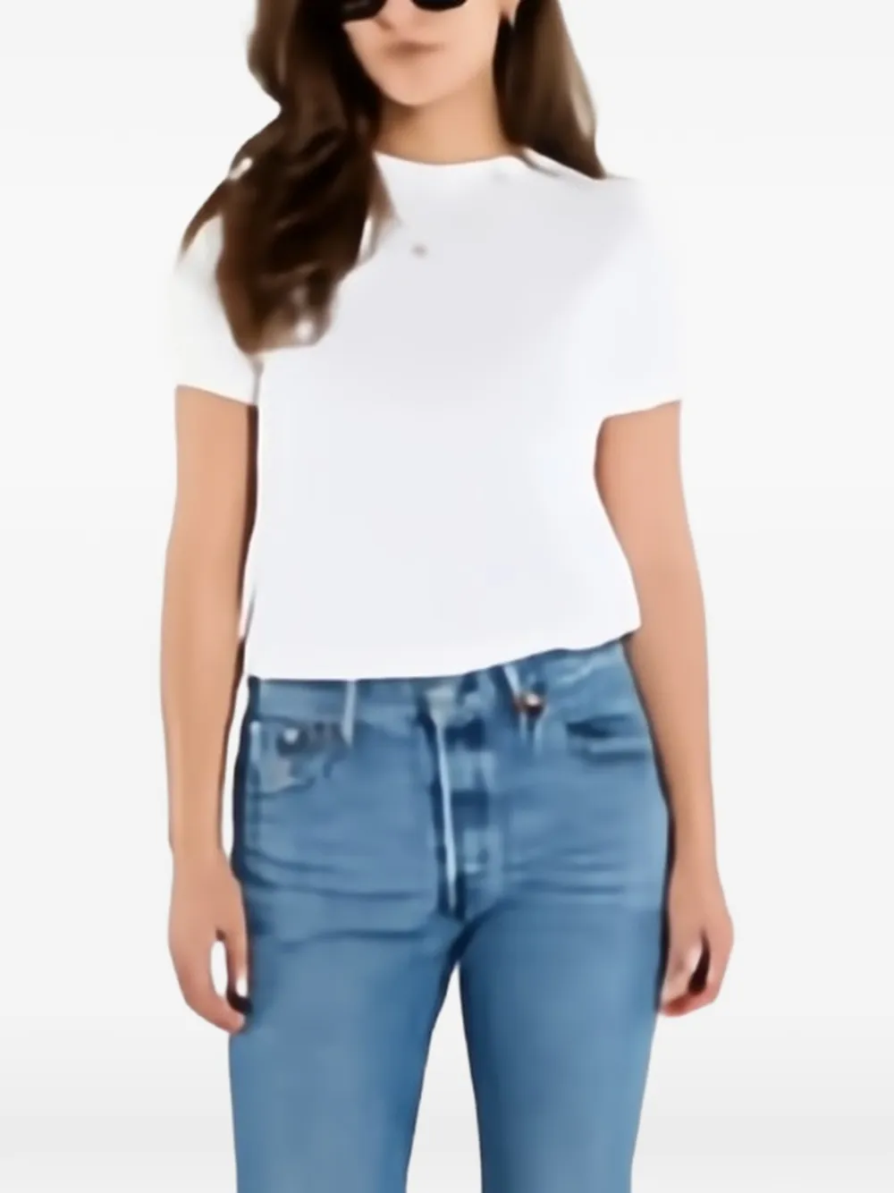 GUESS USA Calida rhinestone-logo T-shirt Wit